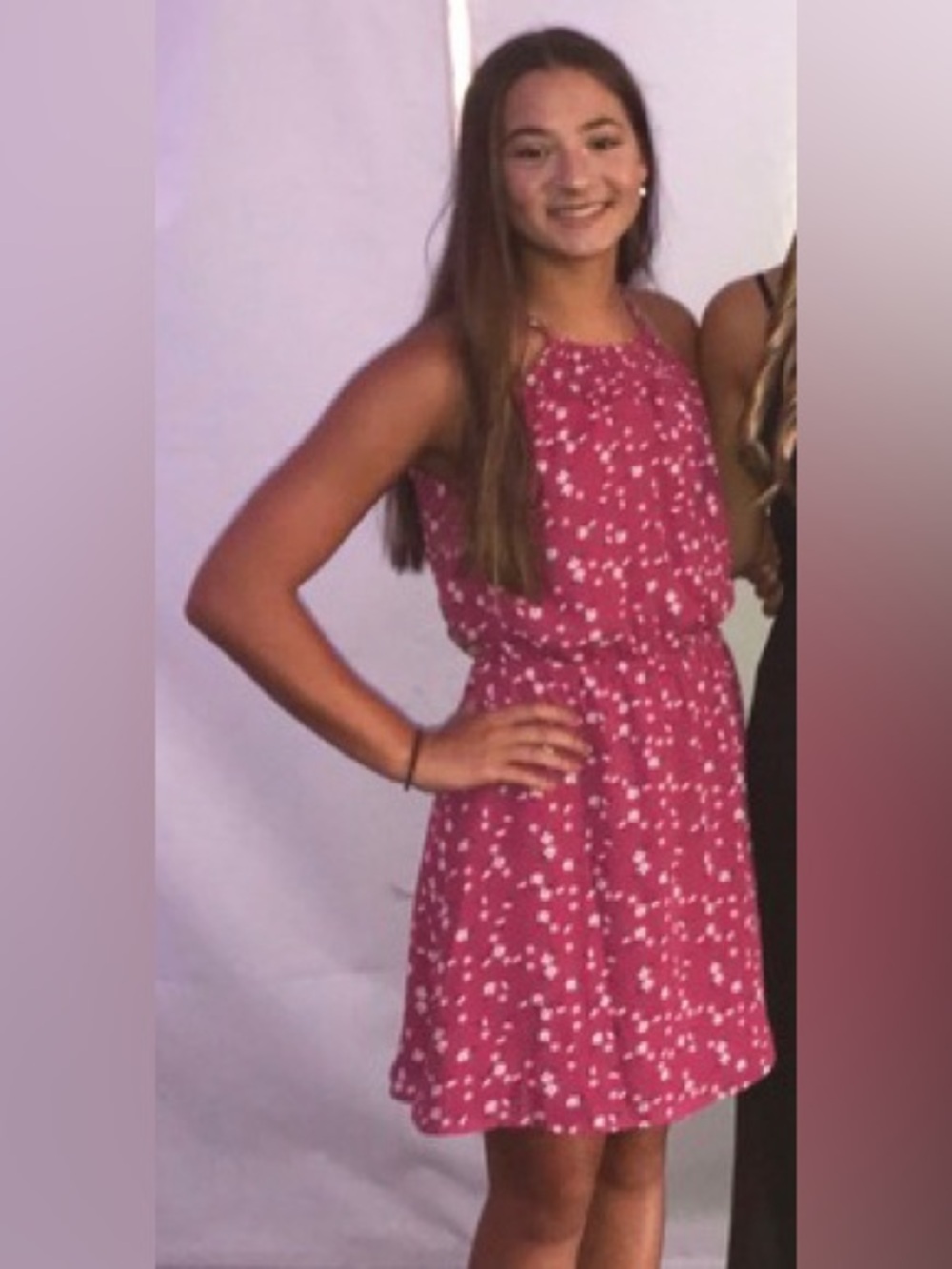 Francesca's miami Fuchsia Floral Print Dress (S)